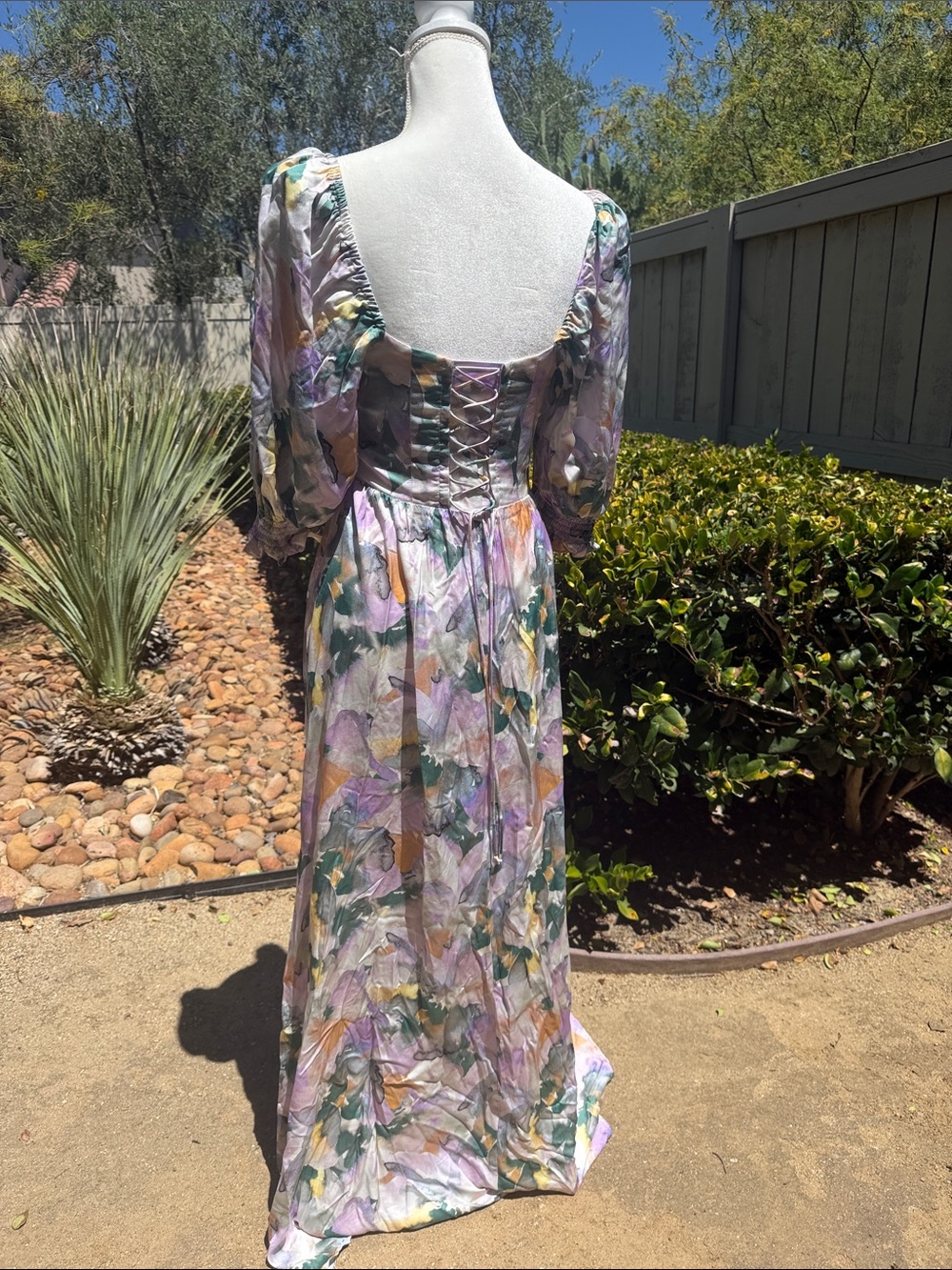 New! For Love and Lemons Floral long Sleeve Maxi Dress - Lavender & Pastel Print - Picture 6 of 8